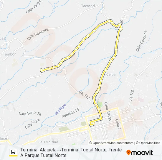 ALAJUELA - CALLE LORÍA Bus Line Map