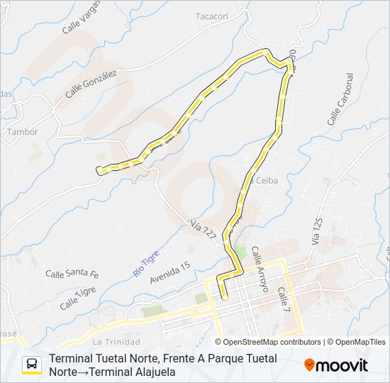 Mapa de ALAJUELA - CALLE LORÍA de autobús