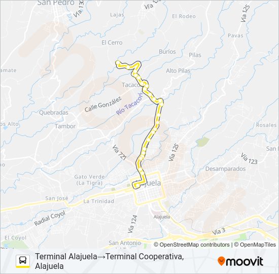 Mapa de ALAJUELA - COOPERATIVA de autobús
