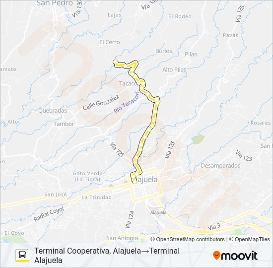 Mapa de ALAJUELA - COOPERATIVA de autobús