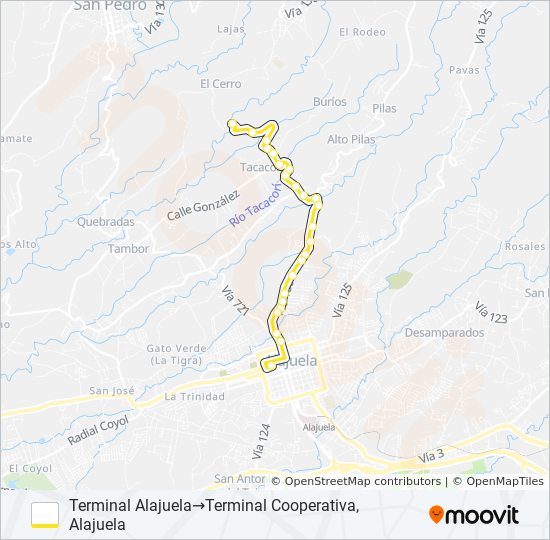 Mapa de ALAJUELA - COOPERATIVA de autobús