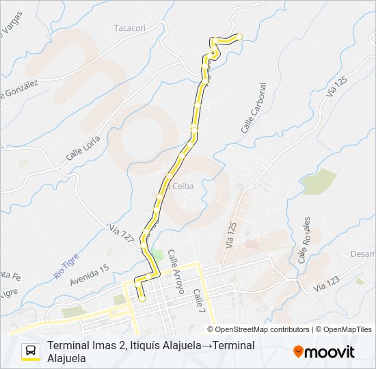 Mapa de ALAJUELA - ITIQUÍS - IMAS 2 de autobús