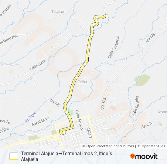 Mapa de ALAJUELA - ITIQUÍS - IMAS 2 de autobús