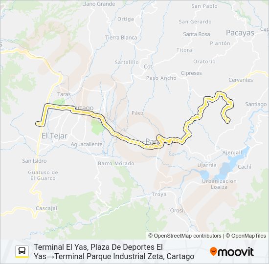 Mapa de EL YAS - LA FLOR - PARQUE INDUSTRIAL (ESPECIALES) de autobús