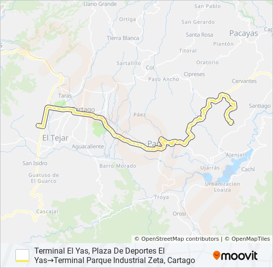 Mapa de EL YAS - LA FLOR - PARQUE INDUSTRIAL (ESPECIALES) de autobús