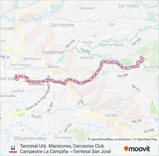 SAN JOSÉ - SAN PEDRO - LA CAMPIÑA Bus Line Map