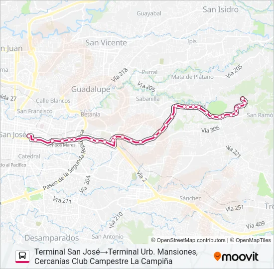 SAN JOSÉ - SAN PEDRO - LA CAMPIÑA Bus Line Map