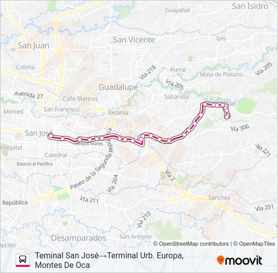 Mapa de SAN JOSÉ - SAN PEDRO - URB. EUROPA EUROPA de autobús