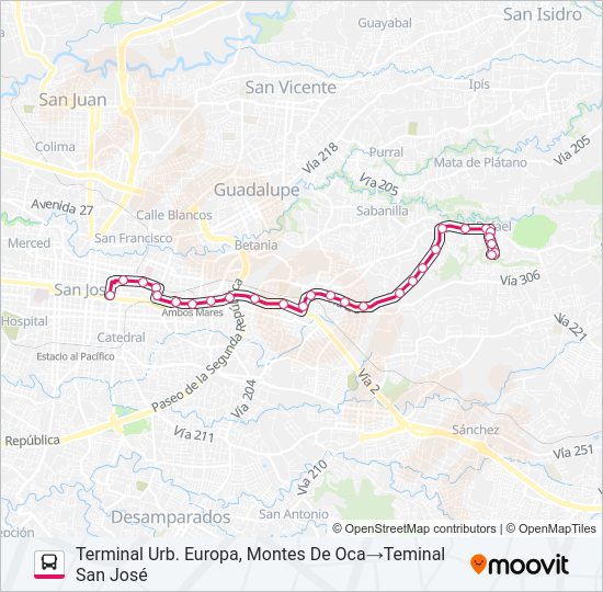Mapa de SAN JOSÉ - SAN PEDRO - URB. EUROPA EUROPA de autobús