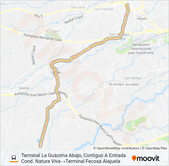 ALAJUELA - LA GUÁCIMA ABAJO Bus Line Map