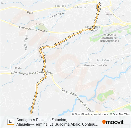 ALAJUELA - LA GUÁCIMA ABAJO Bus Line Map