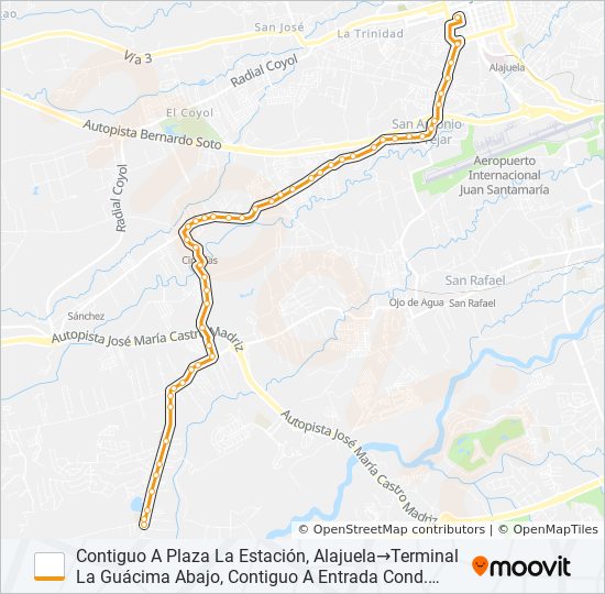 Mapa de ALAJUELA - LA GUÁCIMA ABAJO de autobús