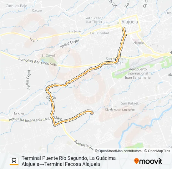 ALAJUELA - LA GUÁCIMA ARRIBA Bus Line Map