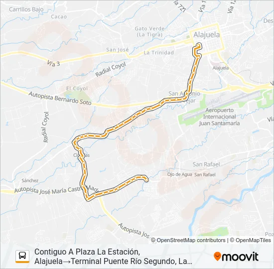ALAJUELA - LA GUÁCIMA ARRIBA Bus Line Map