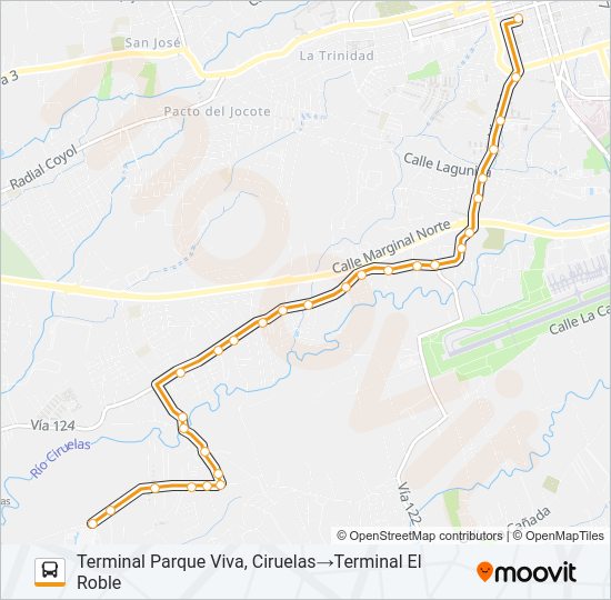 Mapa de ALAJUELA - RINCÓN DE HERRERA de autobús