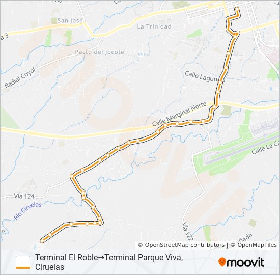 Mapa de ALAJUELA - RINCÓN DE HERRERA de autobús
