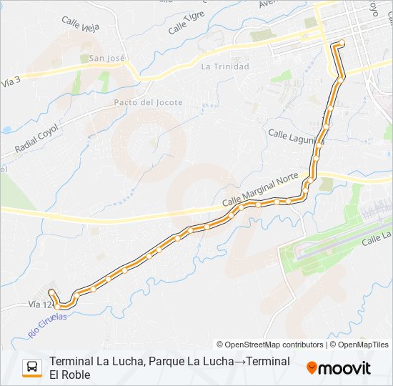 Mapa de ALAJUELA - EL ROBLE - LA LUCHA de autobús