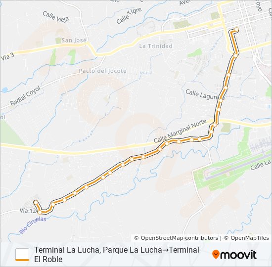 Mapa de ALAJUELA - EL ROBLE - LA LUCHA de autobús