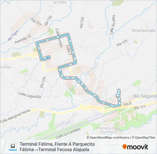 ALAJUELA - BARRIO FÁTIMA Bus Line Map