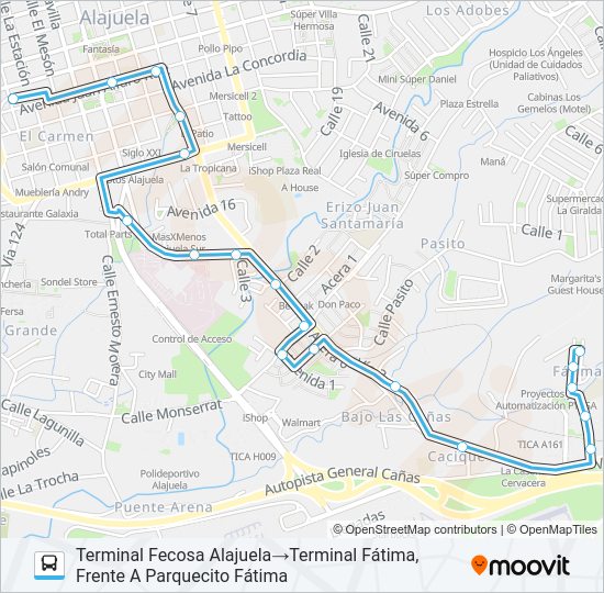 alajuela barrio fátima Route: Schedules, Stops & Maps - Terminal Fecosa ...