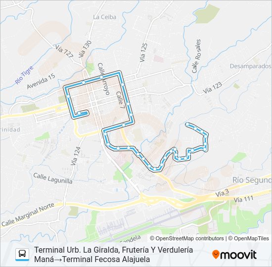 Mapa de ALAJUELA - URB. LA GIRALDA de autobús