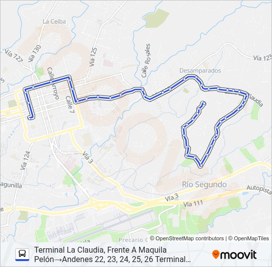 Mapa de ALAJUELA - LA CLAUDIA DE DESAMPARADOS de autobús
