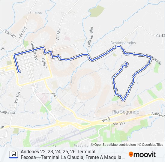 Mapa de ALAJUELA - LA CLAUDIA DE DESAMPARADOS de autobús