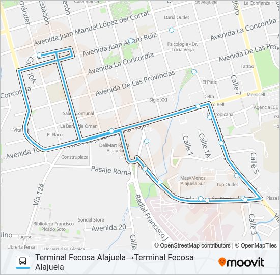 Mapa de PERIFÉRICA ALAJUELA HOSPITAL SAN RAFAEL de autobús