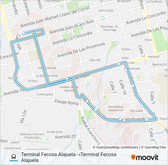 PERIFÉRICA ALAJUELA HOSPITAL SAN RAFAEL Bus Line Map