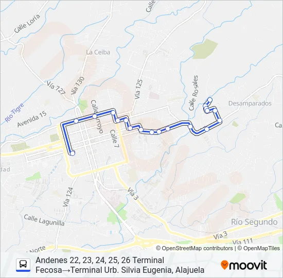 ALAJUELA - URB. SILVIA EUGENIA DE DESAMPARADOS Bus Line Map