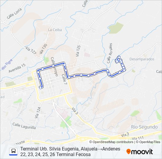 Mapa de ALAJUELA - URB. SILVIA EUGENIA DE DESAMPARADOS de autobús