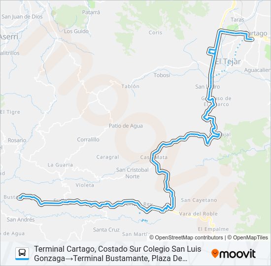 CARTAGO - FRAILES - BUSTAMANTE Bus Line Map