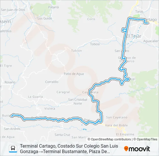 CARTAGO - FRAILES - BUSTAMANTE Bus Line Map