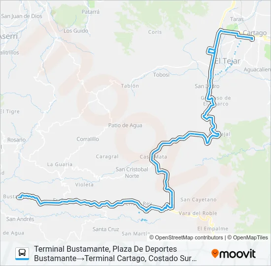 CARTAGO - FRAILES - BUSTAMANTE Bus Line Map