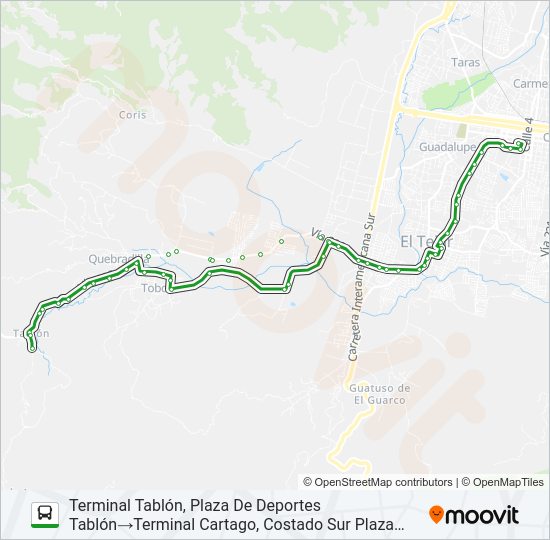 Mapa de CARTAGO - TABLÓN de autobús
