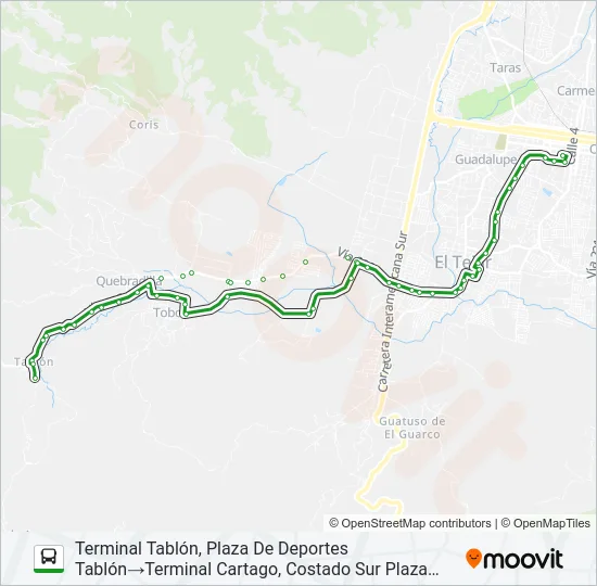 CARTAGO - TABLÓN Bus Line Map