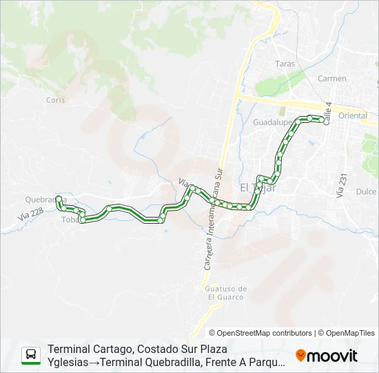 CARTAGO - TOBOSI Bus Line Map