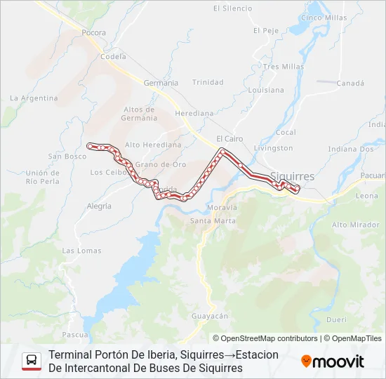 SIQUIRRES - PORTÓN IBERIA Bus Line Map