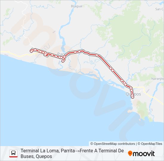 Mapa de QUEPOS - PARRITA - LA LOMA de autobús