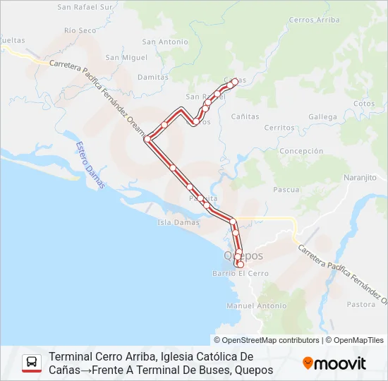 QUEPOS - SAN RAFAEL DE CERROS Bus Line Map