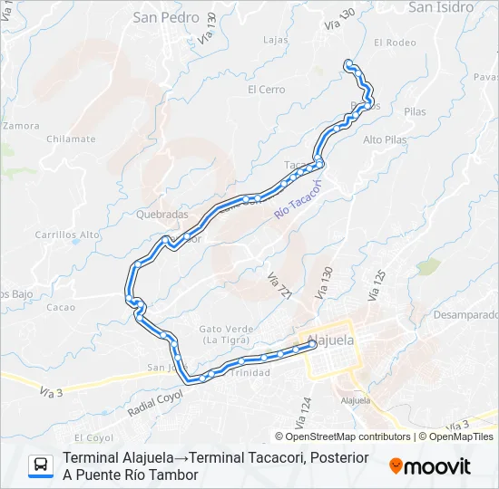 ALAJUELA - TAMBOR - TACACORI Bus Line Map