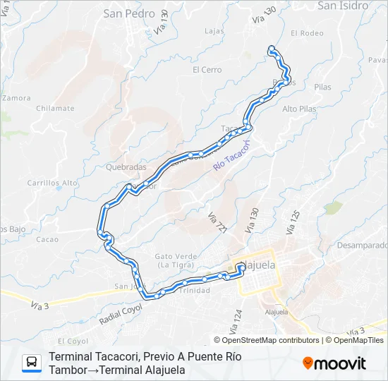 ALAJUELA - TAMBOR - TACACORI Bus Line Map