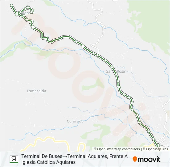TURRIALBA - AQUIARES Bus Line Map