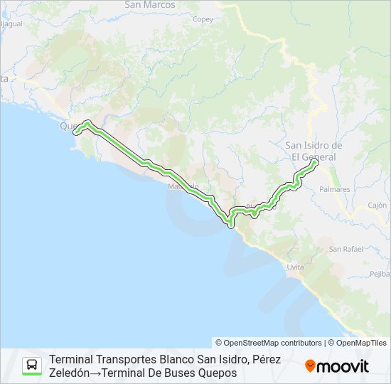 Mapa de SAN ISIDRO PÉREZ ZELEDÓN - QUEPOS de autobús
