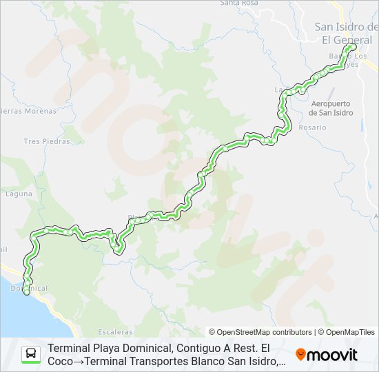 Mapa de SAN ISIDRO PÉREZ ZELEDÓN - DOMINICAL de autobús
