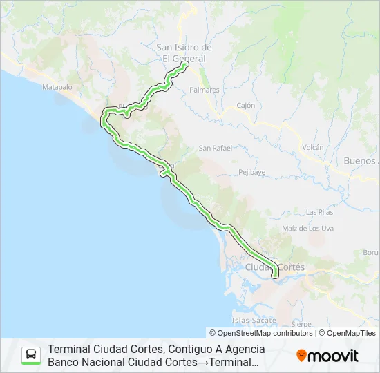 SAN ISIDRO DE PÉREZ ZELEDÓN - CIUDAD CORTES Bus Line Map