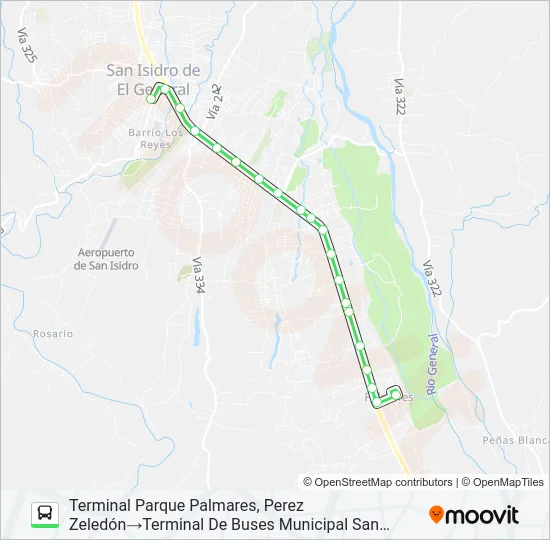 SAN ISIDRO DE PÉREZ ZELEDÓN - PALMARES Bus Line Map