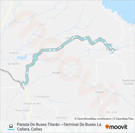 CAÑAS - TILARÁN Bus Line Map