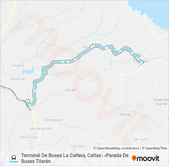 CAÑAS - TILARÁN Bus Line Map