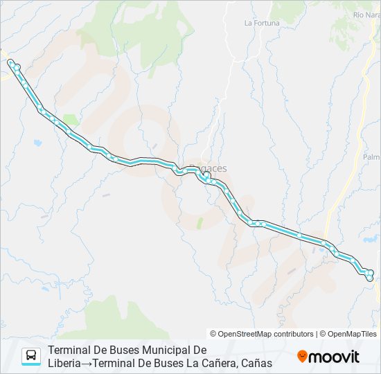 LIBERIA - CAÑAS bus Line Map